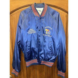 Vintage Kansas Jayhawks Jacket Chalk Line M Satin 1988 Natl Basketball Champs